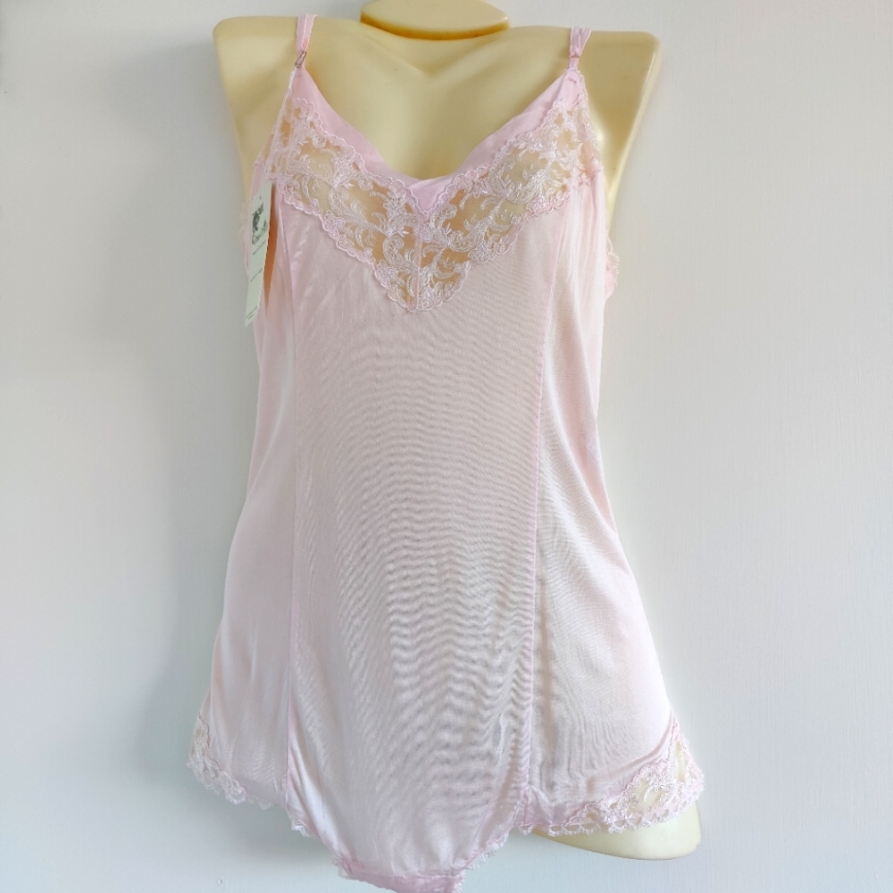 NWT Knit Silk Lingerie Romper | Knit Bodysuit/Playsuit- Pink